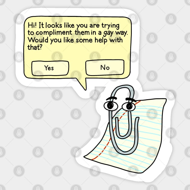 Gay Clippy - The Peach Fuzz Sticker by ThePeachFuzz